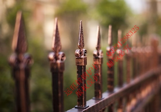 湖南木纹色锌钢护栏，长沙木纹色护栏，仿古铜栅栏